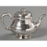 A VICTORIAN SILVER TEAPOT DUBLIN 1851, RICHARD SAWYER, hinged top with removable circular engraved