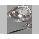 A REGENCY IRISH SILVER TODDY LADLE, DATE MARKS INDECIPHERABLE, P.B., the bowl with fold-over rim,