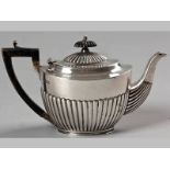 A VICTORIAN SILVER TEAPOT LONDON 1898, CHARLES STUART HARRIS, hinged top with removable fruitwood
