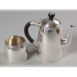 A WILLIAM IV SILVER COFFEE POT AND SUGAR BASIN BIRMINGHAM 1934, MAKERS MARKS INDECIPHERABLE,