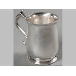 A 19TH CENTURY IRISH SILVER BEAKER DUBLIN, MARKS INDECIPHERABLE, fold-over rim, C-scroll handle,