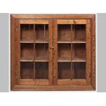 A LATE 19TH CENTURY CAPE PINE MUURKAS, the rectangular moulded frame housing two panelled glass