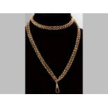 A 9CT YELLOW GOLD CHAIN, double strand belcher links with a dog clasp, 118cm long, 12g.