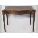 A GEORGE III MAHOGANY PEMBROKE TABLE, the square top with moulded leaves, above a central drawer and