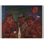 KENNETH BAKER (1921 - 1996), GROUP OF MEN, Oil on board, Signed, 33 x 41cm