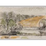 JACOB HENDRIK PIERNEEF (1886 - 1957), LANDSCAPE, Mixed media on paper, Signed, 7 x 10cm