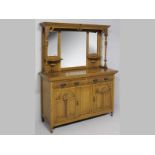 A LATE 19TH CENTURY ENGLISH OAK DRESSER, the upper-section with dentil cornice and rectangular