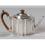 A GEORGE III SILVER TEAPOT LONDON 1790, PETER & JONATHAN BATEMAN, hinged top with removable