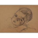 MARIA MAGDALENA (MAGGIE) LAUBSER (1886 - 1973), PORTRAIT OF A BABY, Pencil sketch on paper, Signed