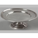 A VICTORIAN SILVER PEDESTAL CARD TRAY LONDON 1858, JOSEPH ANGEL SNR. & J. ANGEL JNR., with a