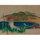 PRANAS DOMSAITIS (1880 - 1965), OCEAN VIEW, Pastel on paper, Signed in pencil, 26 x 36cm