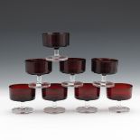 Eight Vintage Arcoroc Red French Champagne Coupes