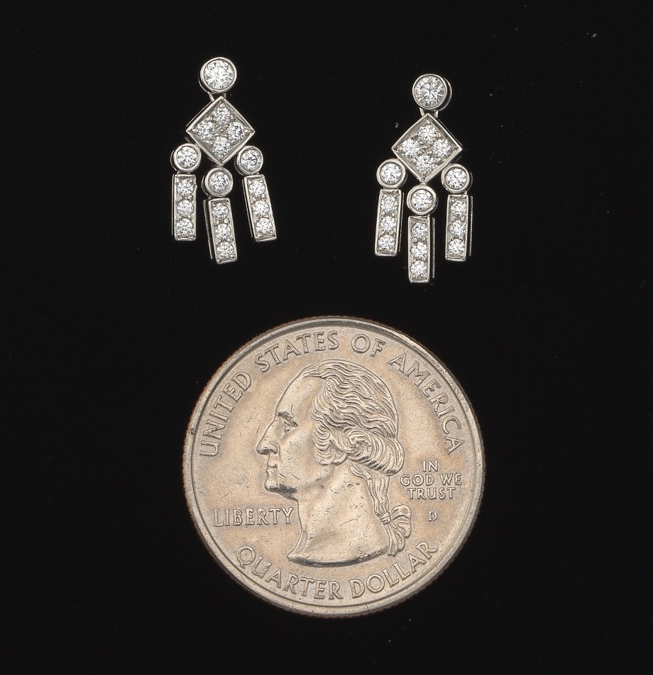 Tiffany & Co. Pair of Platinum and Diamond Earrings - Image 2 of 5