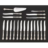 Gorham Sterling Silver, Seventeen Place Knives, One Pastry/Cake Server, One Master Butter Knife, "C