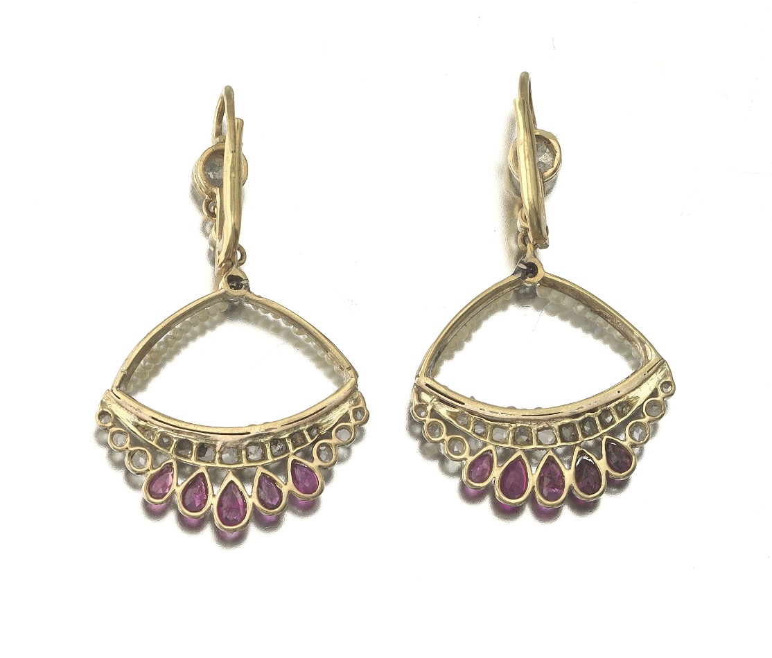Ruby Diamond and Pearl Earrings - Image 4 of 5