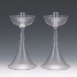 Two Glass Candleholders, Possibly Steuben