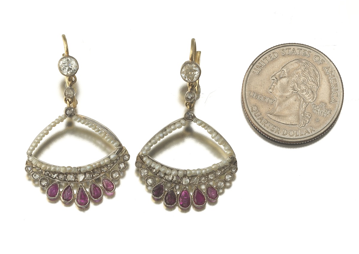 Ruby Diamond and Pearl Earrings - Image 2 of 5