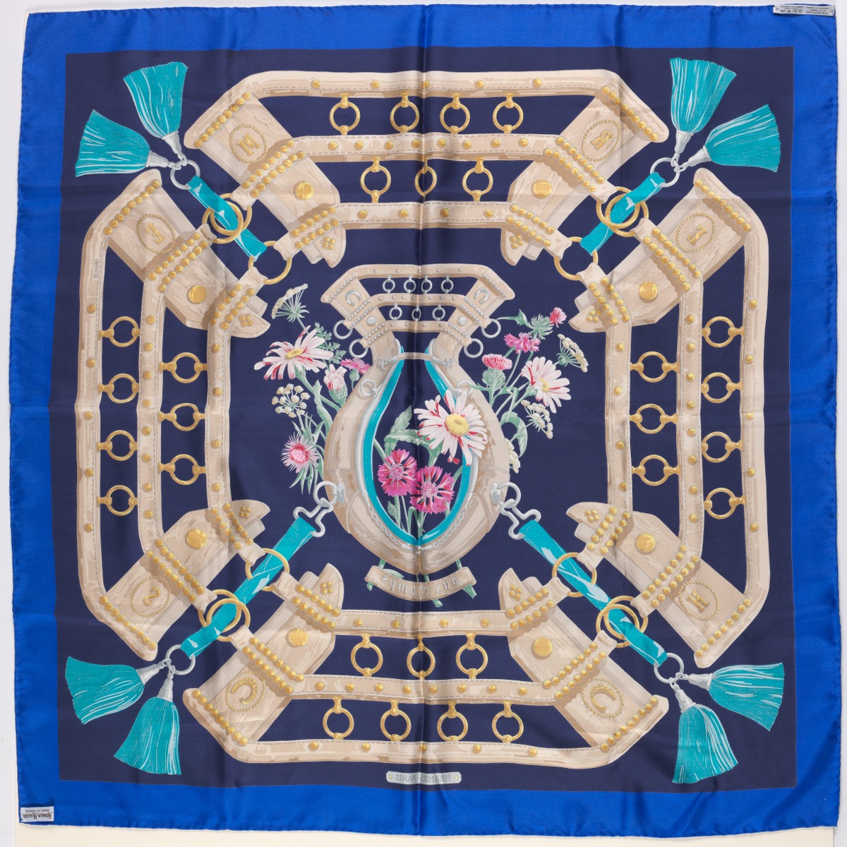 Hermes Silk Twill Scarf ""Aux Champ"" Designed by Caty Latham - Image 4 of 4