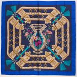Hermes Silk Twill Scarf ""Aux Champ"" Designed by Caty Latham