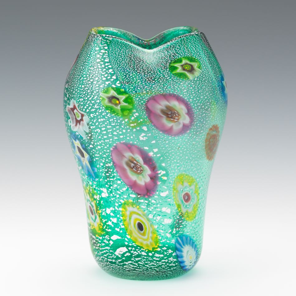 Murano Italian Millefiori Glass Vase