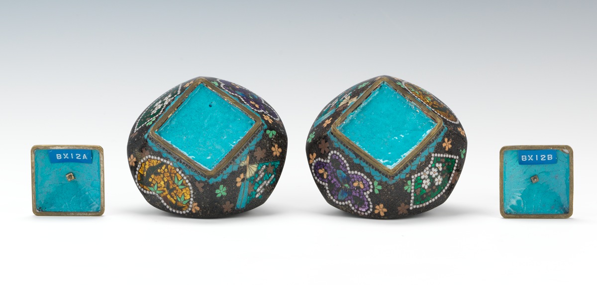 Pair of Unusually Shaped Cloisonne Covered Jars - Image 7 of 7