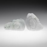 Chinese Two Carved White Jade Boulder Ornaments
