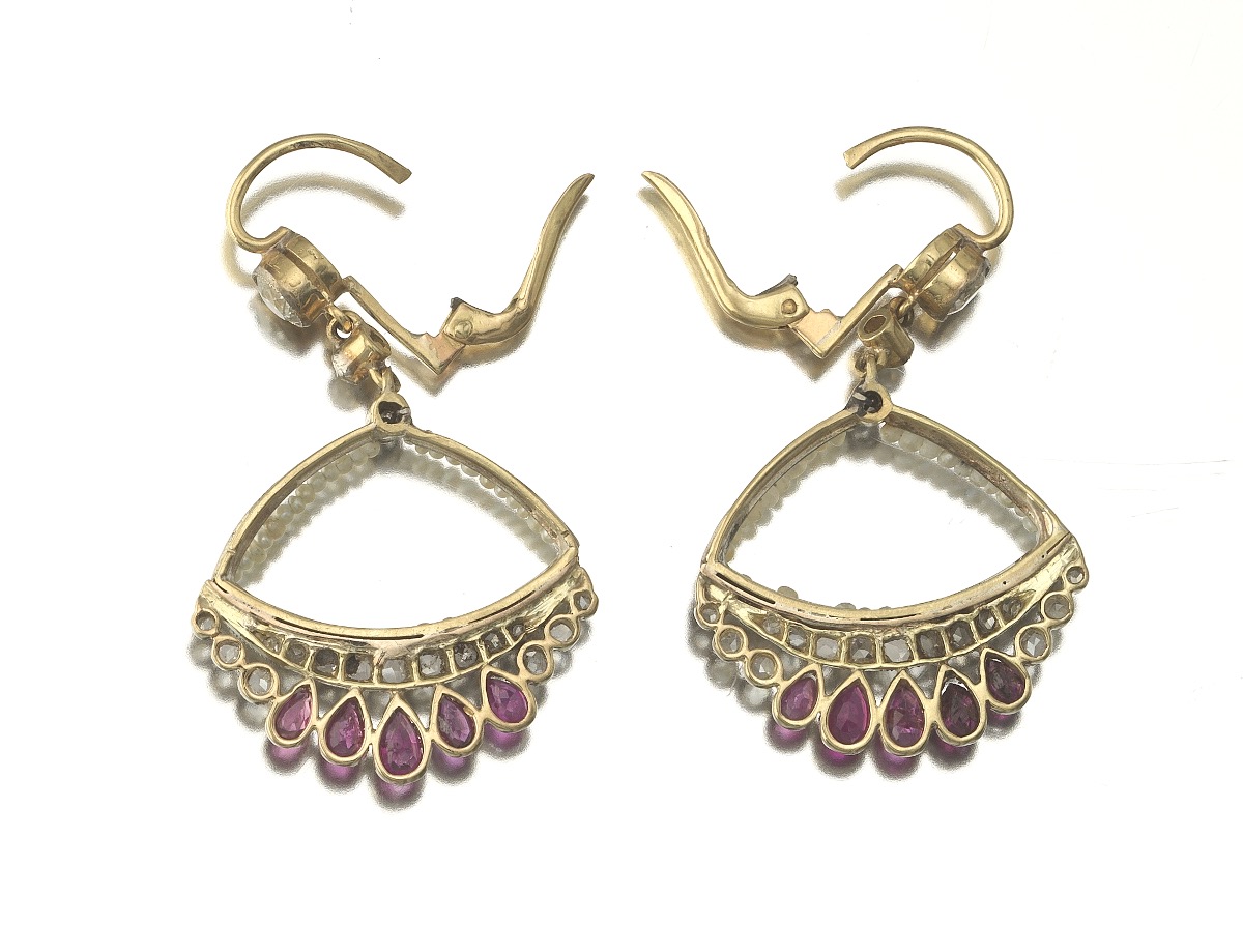 Ruby Diamond and Pearl Earrings - Image 5 of 5
