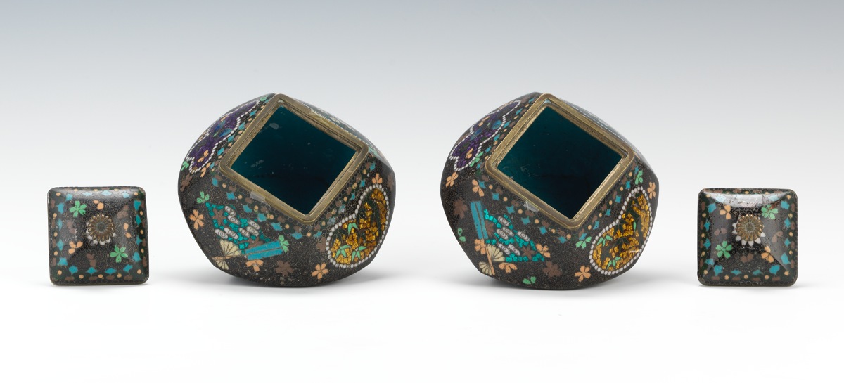 Pair of Unusually Shaped Cloisonne Covered Jars - Image 5 of 7