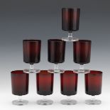 Eight Vintage Arcoroc Red French Wine Glasses