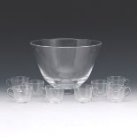 Steuben Crystal Punch Bowl and Cups