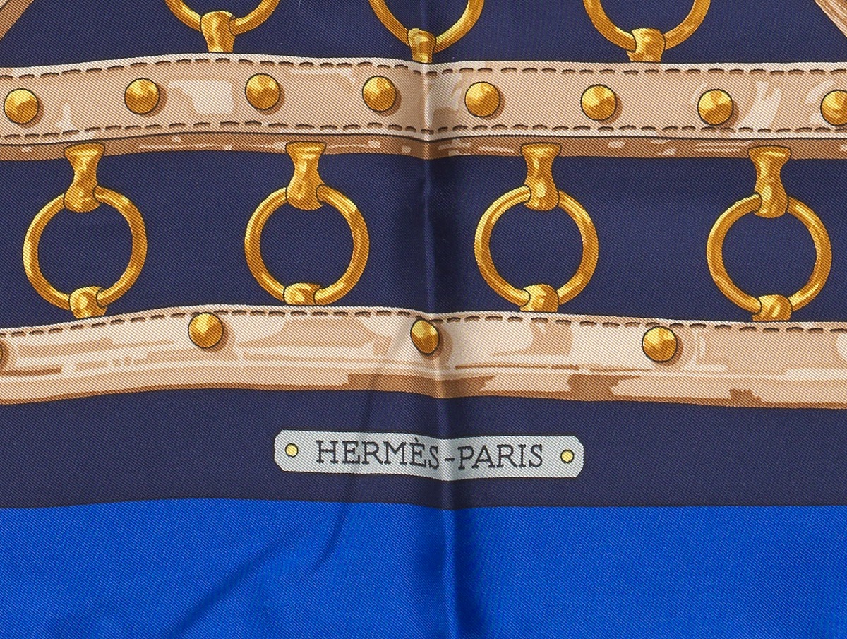 Hermes Silk Twill Scarf ""Aux Champ"" Designed by Caty Latham - Image 3 of 4