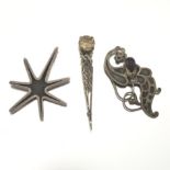 Group of Three Silver Brooches