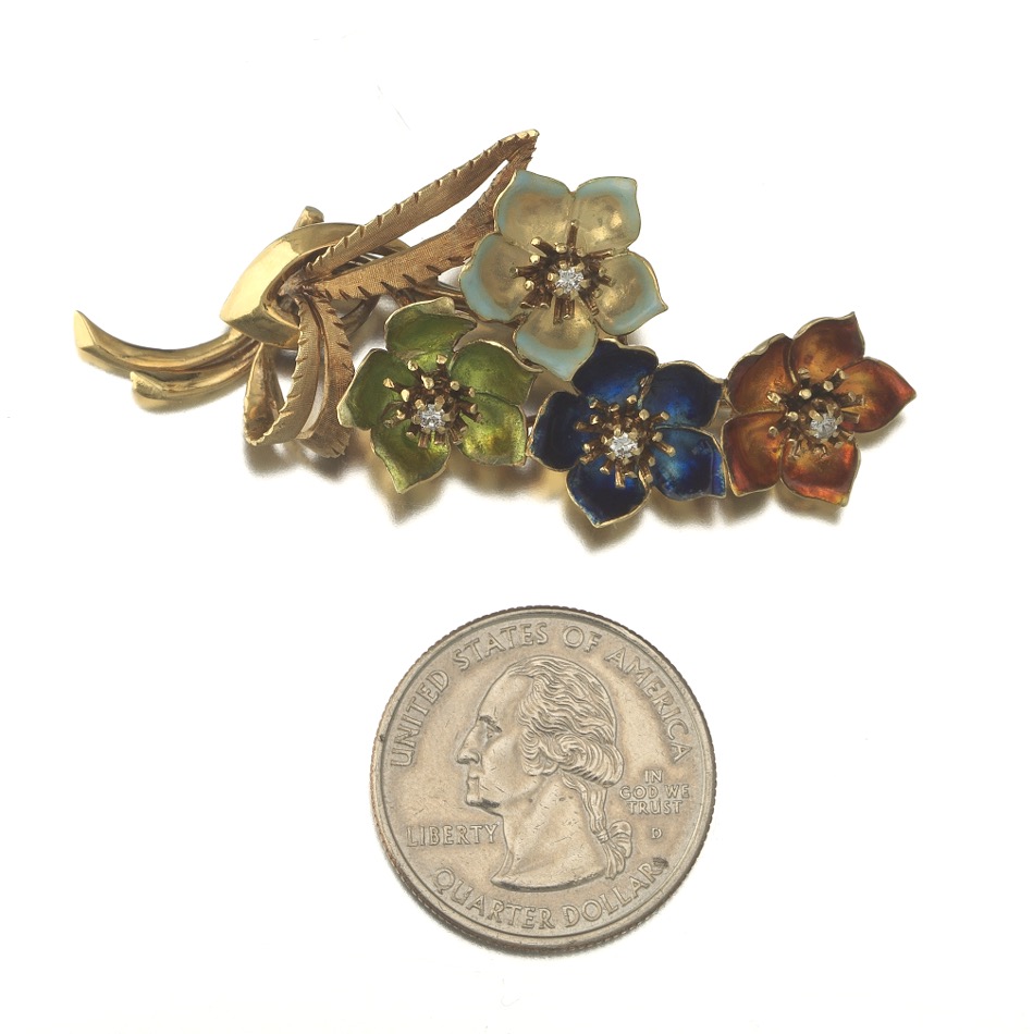 Ladies' Gold, Enamel and Diamond Brooch - Image 2 of 6