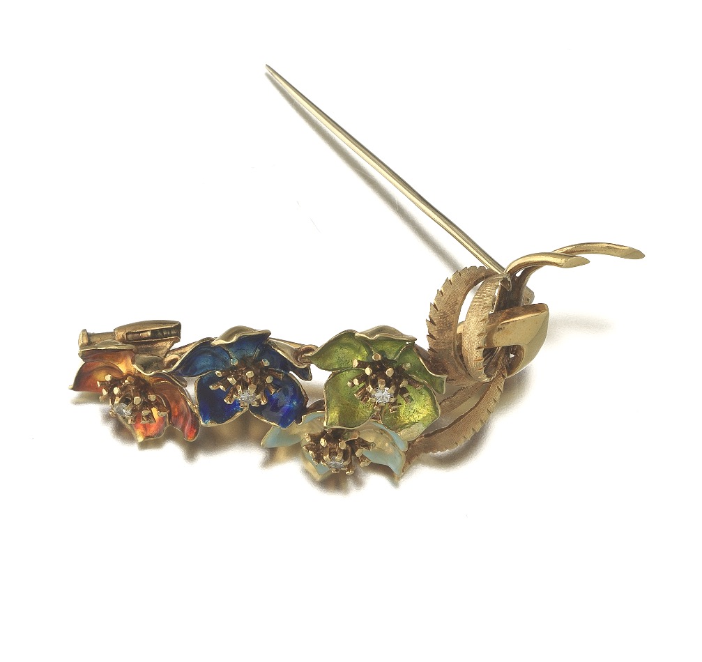 Ladies' Gold, Enamel and Diamond Brooch - Image 4 of 6