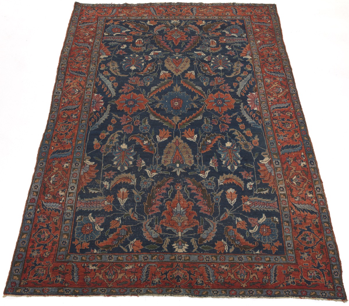 Antique Persian Royal Blue Heriz Carpet