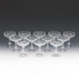 Twelve Josair Champagne/Tall Sherbet Glasses, "Blanka" Pattern, ca. 1964-88