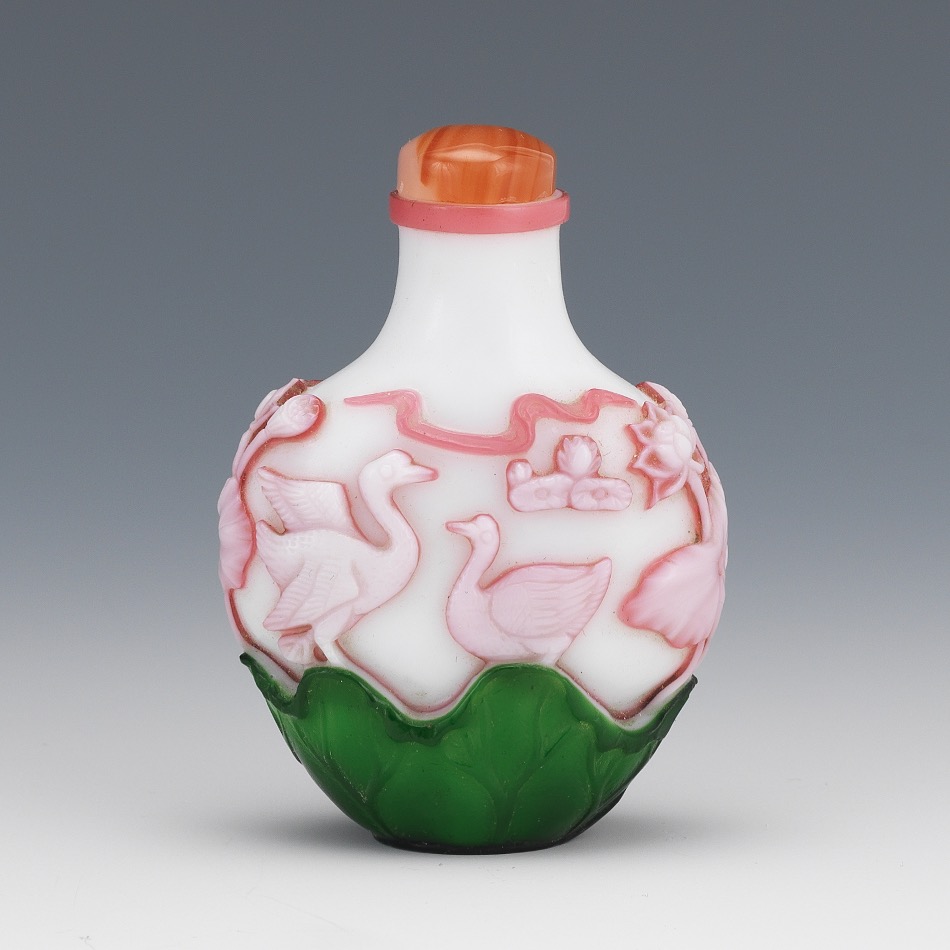Peking Glass Crane Snuff Bottle - Image 3 of 3