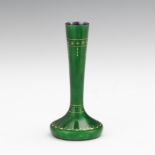David-Andersen Sterling Silver with Gold Wash and Emerald Guilloche Enamel Cabinet Vase, Norway, ca