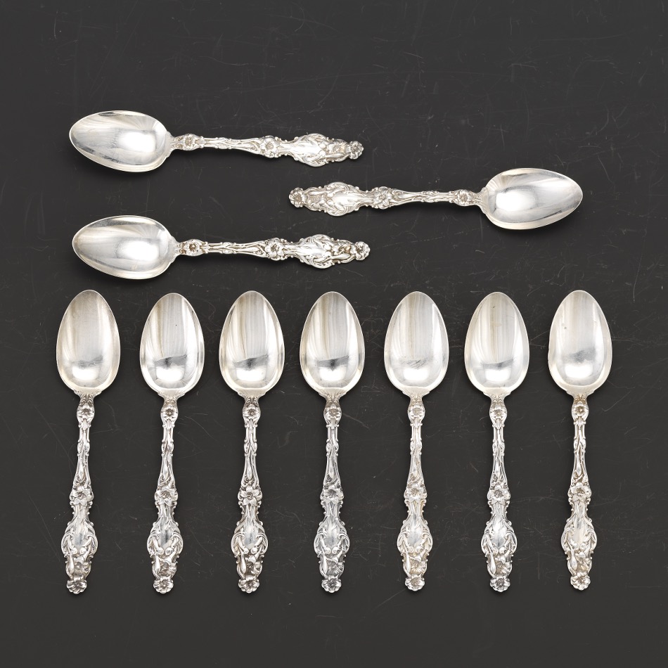 A Group of Sterling Silver Utensils in "Lily" Pattern by Whiting - Image 6 of 8