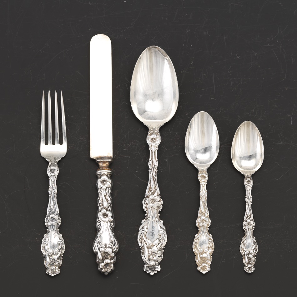 A Group of Sterling Silver Utensils in "Lily" Pattern by Whiting