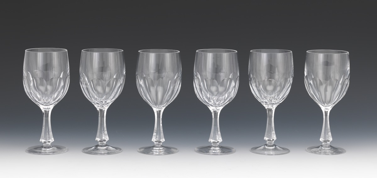 Twelve Josair Crystal Red Wine Glasses, "Blanka" Pattern, ca. 1964-88 - Image 9 of 13