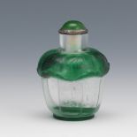 Peking Green to Clear Glass Snuff Bottle