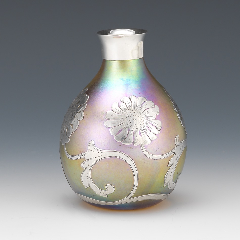 Quezal Silver Overlaid Art Glass Vase - Image 5 of 7