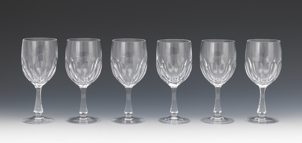 Twelve Josair Crystal Red Wine Glasses, "Blanka" Pattern, ca. 1964-88 - Image 3 of 13