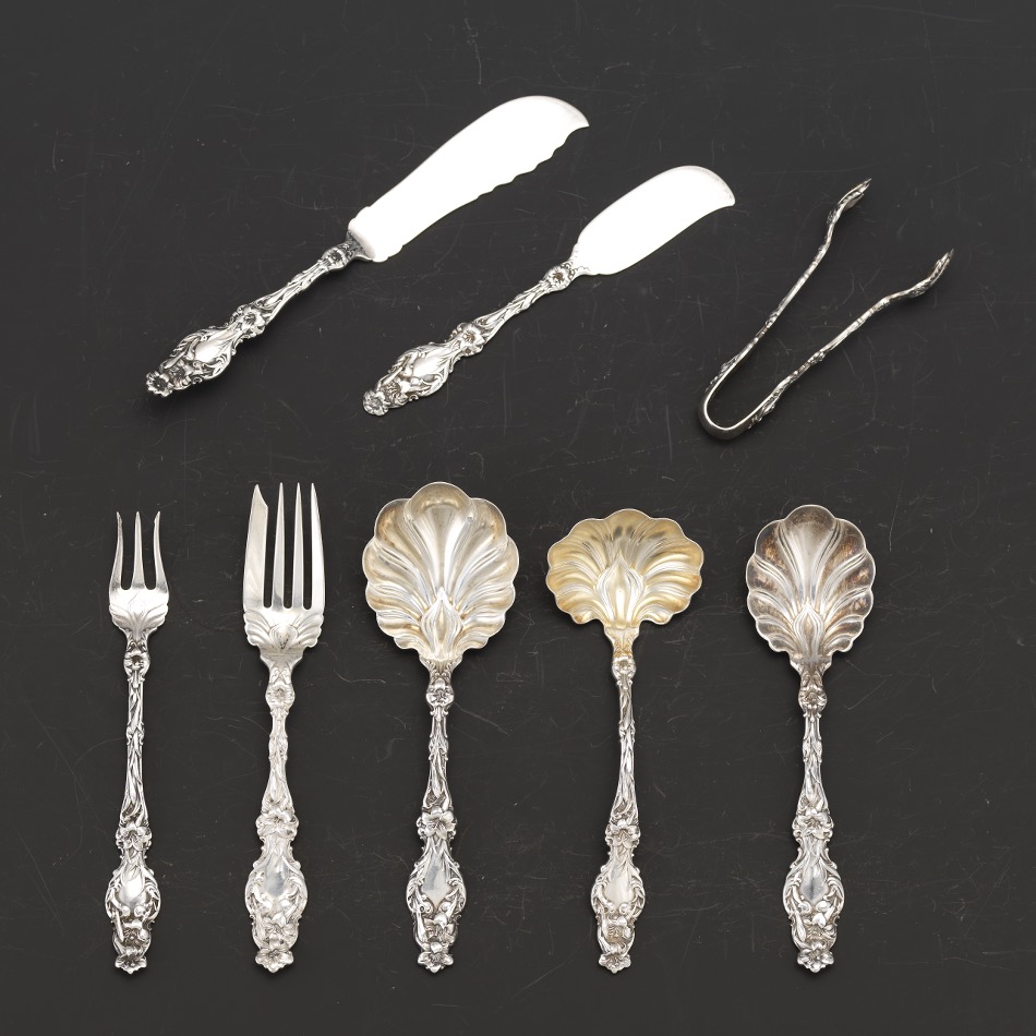 A Group of Sterling Silver Utensils in "Lily" Pattern by Whiting - Image 7 of 8