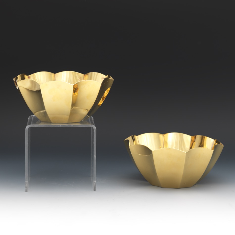 Pair of Tiffany & Co. Gold Washed Scalloped Bowls - Image 3 of 7