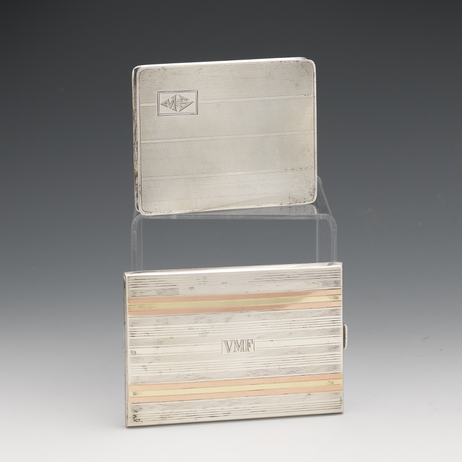 Two Art Deco Sterling Silver and Two-Tone Gold Cigarette Cases