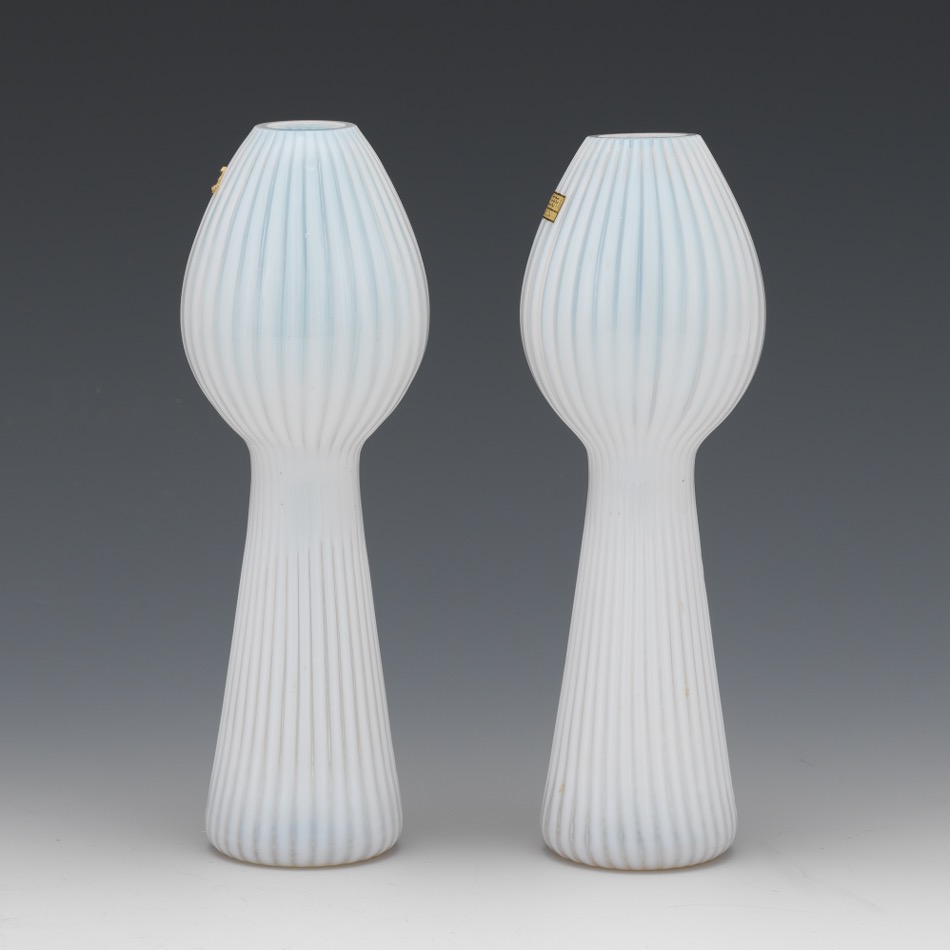 Pukeberg Sweden Pair of Glass Vases, ca. Middle 20th Century - Image 4 of 6