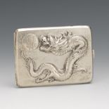 Chinese Export Sterling Silver and Gold Wash Dragon Cigarette Case, ca. Late 19th/Early 20th Century