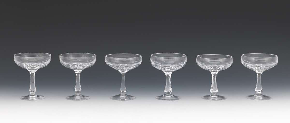 Twelve Josair Champagne/Tall Sherbet Glasses, "Blanka" Pattern, ca. 1964-88 - Image 5 of 13